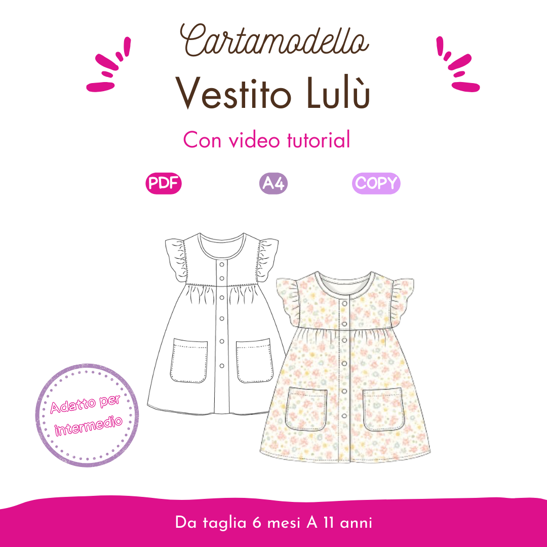 Abitino bambina Cartamodello Lulù da taglia 6 mesi a 11 anni