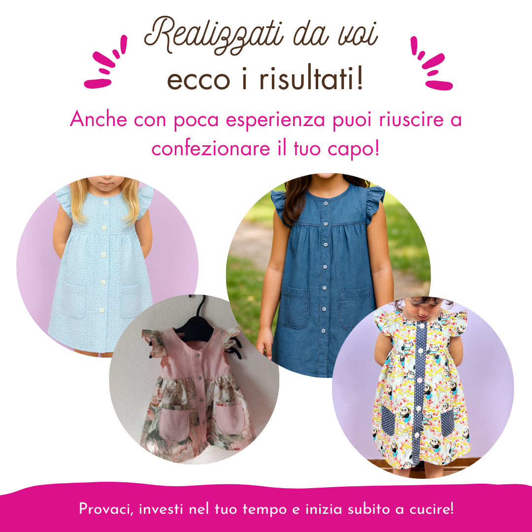 Abitino bambina Cartamodello Lulù da taglia 6 mesi a 11 anni