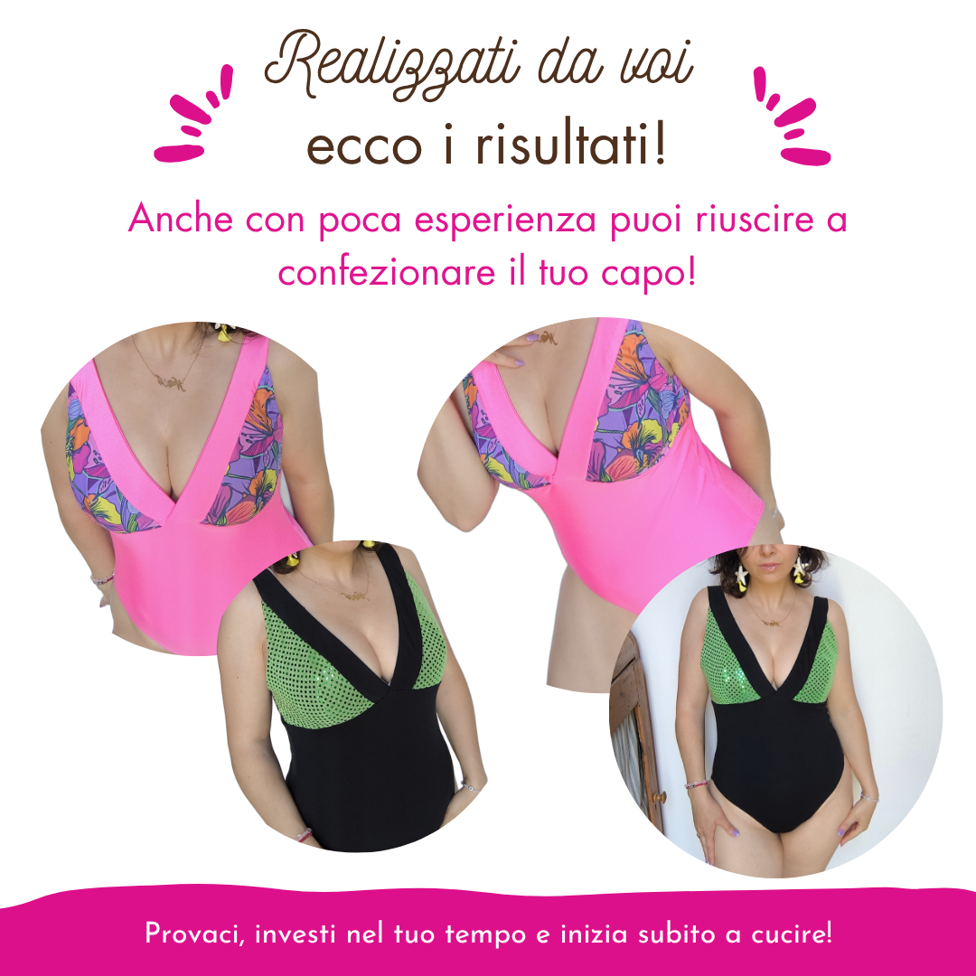 Costume intero CARTAMODELLO Calipso donna da misura II° a IX°