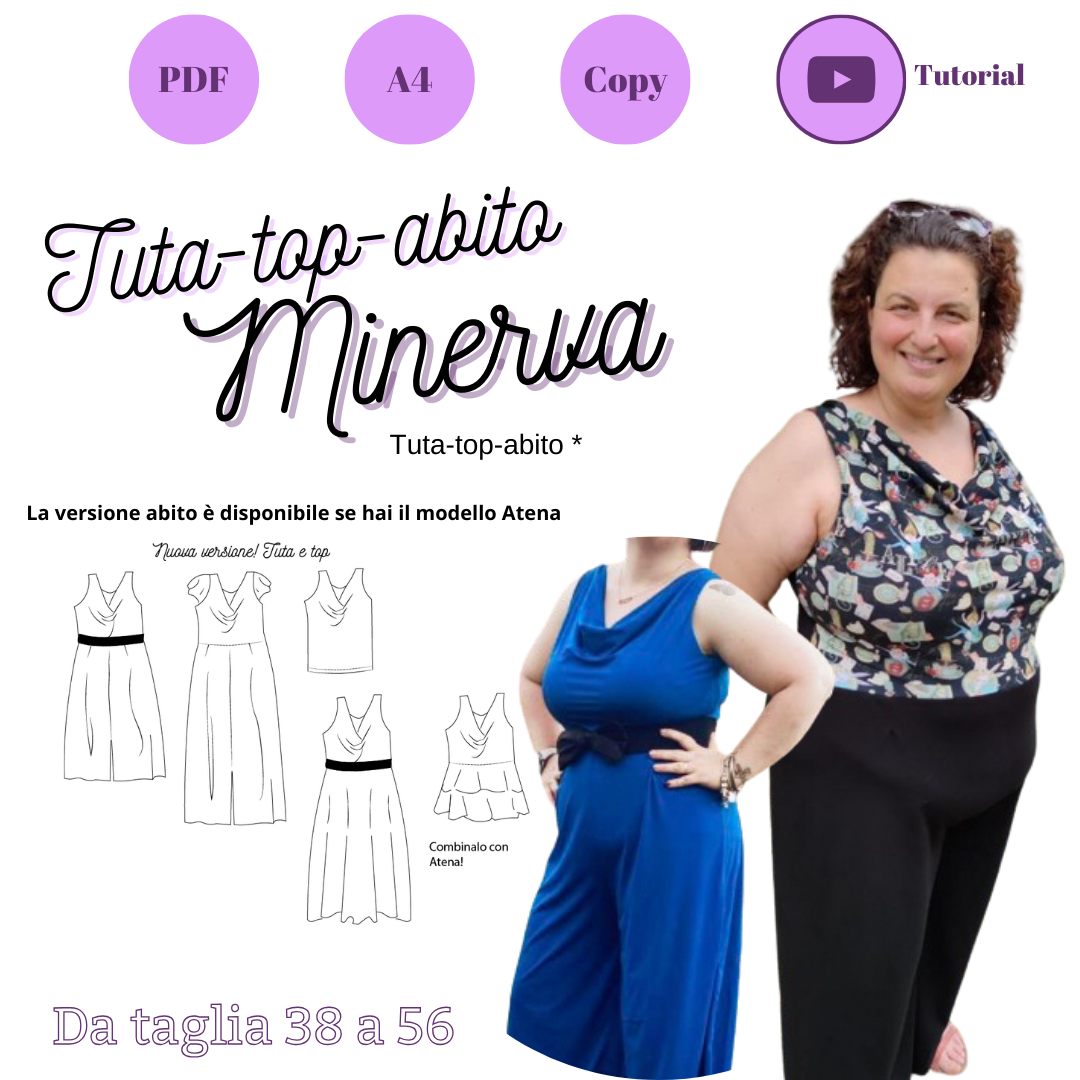 Tuta- top e canotta CARTAMODELLO Minerva donna da taglia 38 a 56
