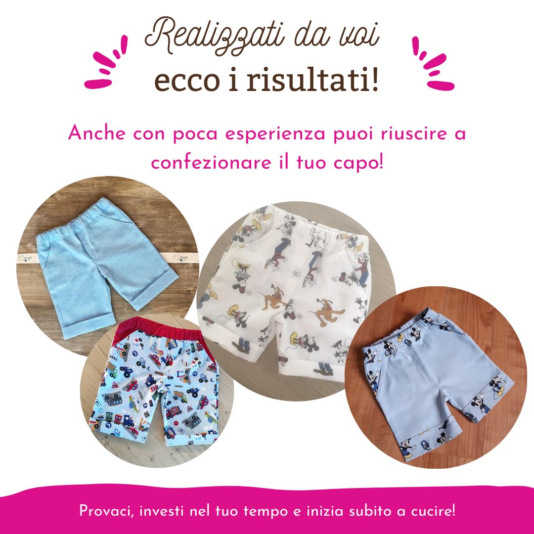 bermuda CARTAMODELLO PDF bambino da 2 a 12 anni