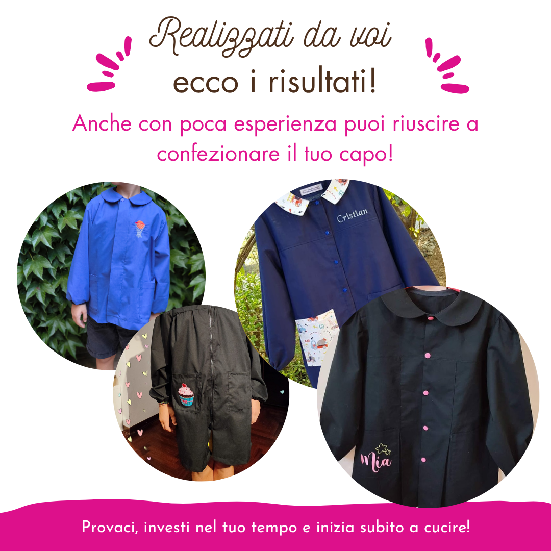 Grembiule Scuola primaria CARTAMODELLO da taglia 5 anni a 13 anni, UNISEX