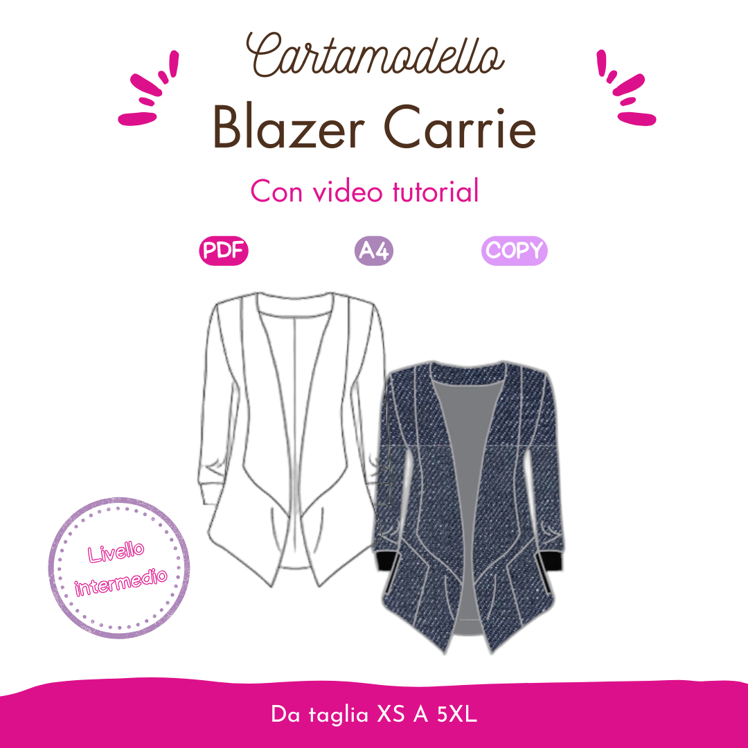Cardigan-Blazer Carrie CARTAMODELLO pdf donna da taglia XS a 5XL