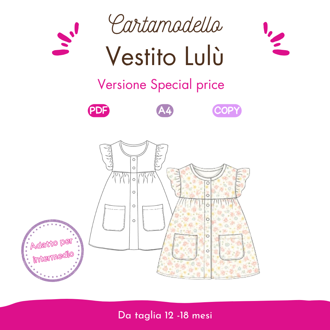 Abitino bambina Cartamodello Lulù taglia 12-18 mesi SPECIAL PRICE