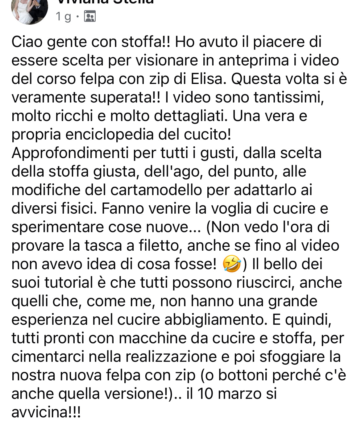 Corso Felpa zip e abbottonatura " Cucita ed indossata!"
