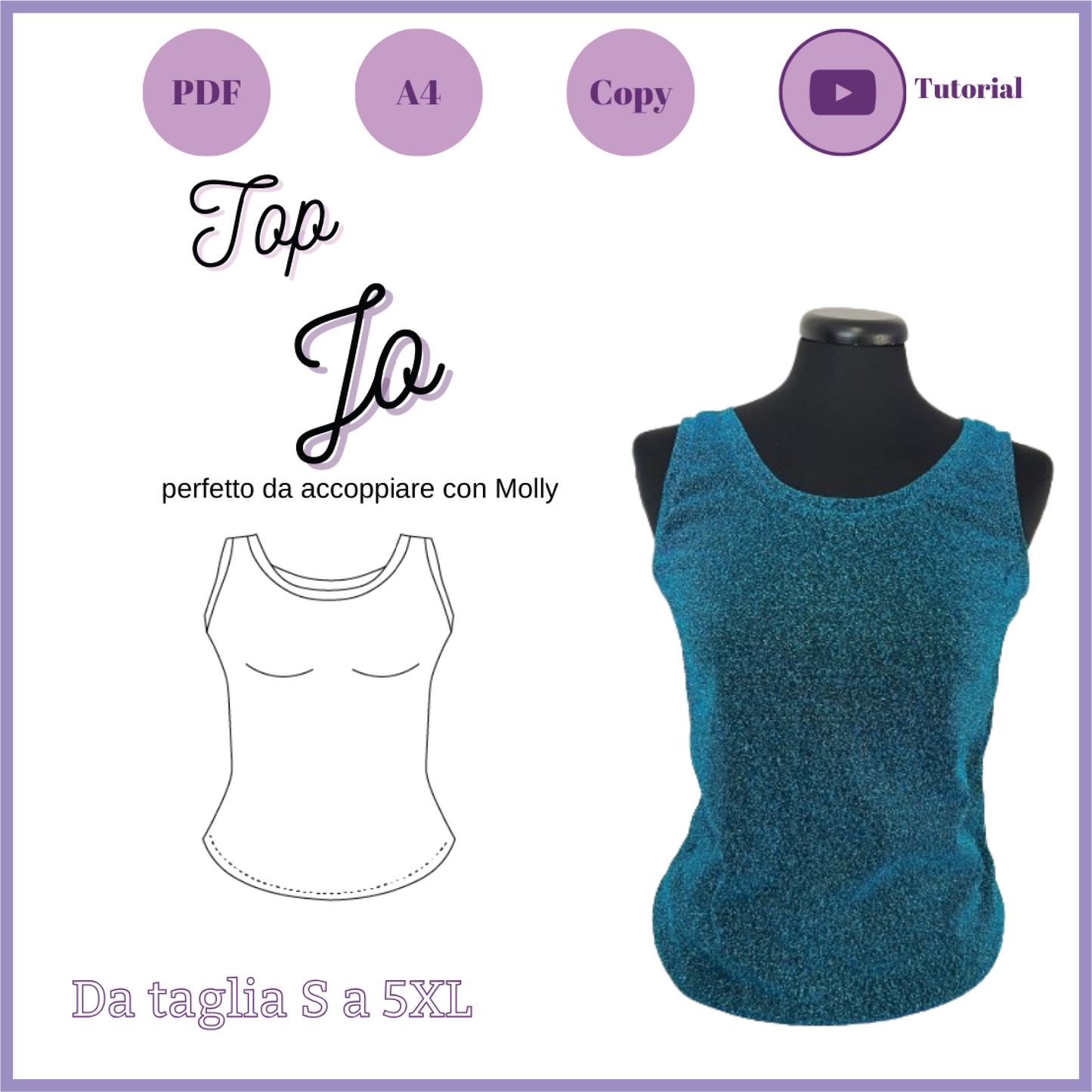 Top canotta CARTAMODELLO Jo taglia 3XL