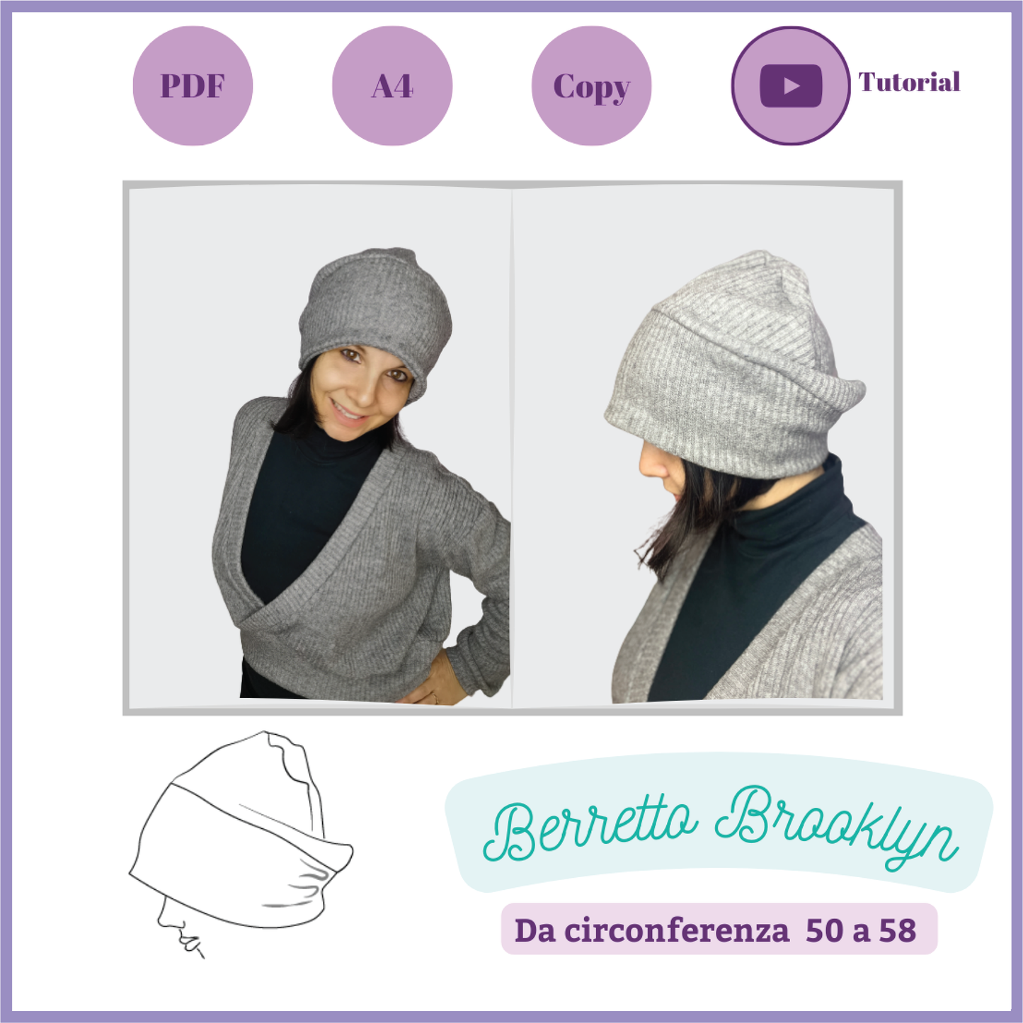 Berretto CARTAMODELLO Brooklyn donna da taglia 50 a 58