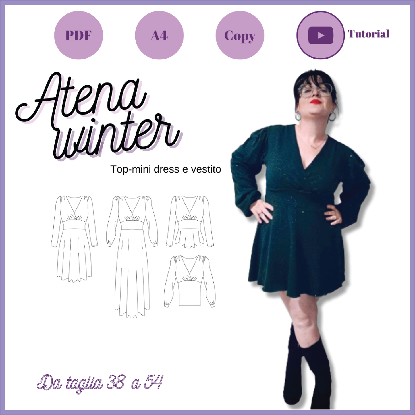Cartamodello abito donna ATENA WINTER da taglia 38 a 54