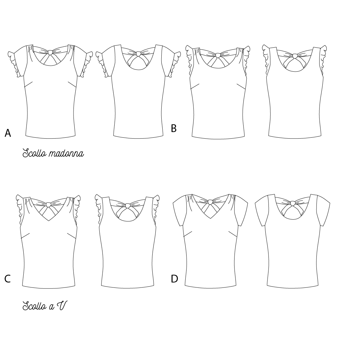 Blusa estiva donna CARTAMODELLO GINGER da taglia 40 a 54 con video tutorial