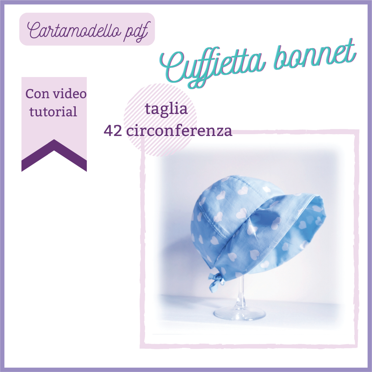 Cartamodello GRATUITO cuffietta bonnet taglia 42 ( circonferenza )