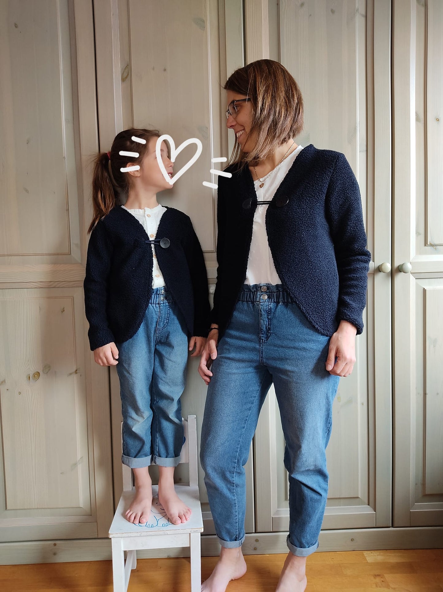 Cardigan CARTAMODELLO me e mini me donna e bambina