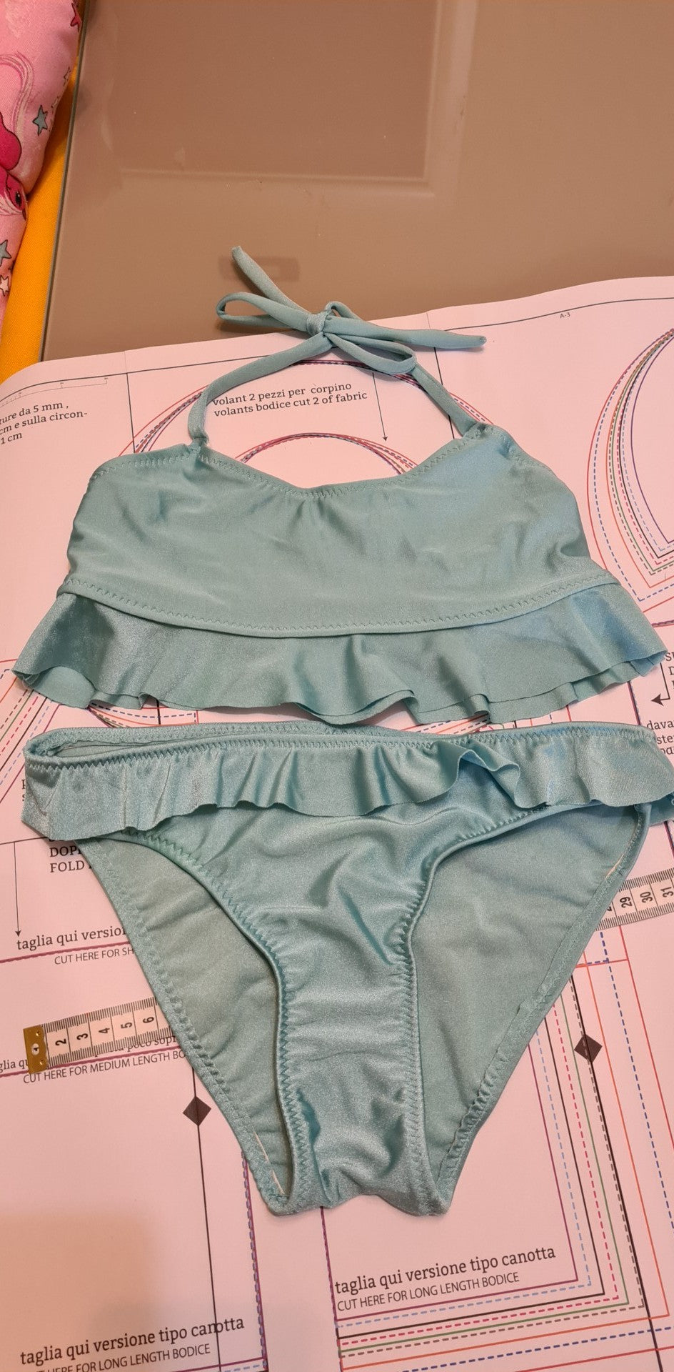 Costume Bikini-tankini CARTAMODELLO bambina tg 2 a 12/13 anni