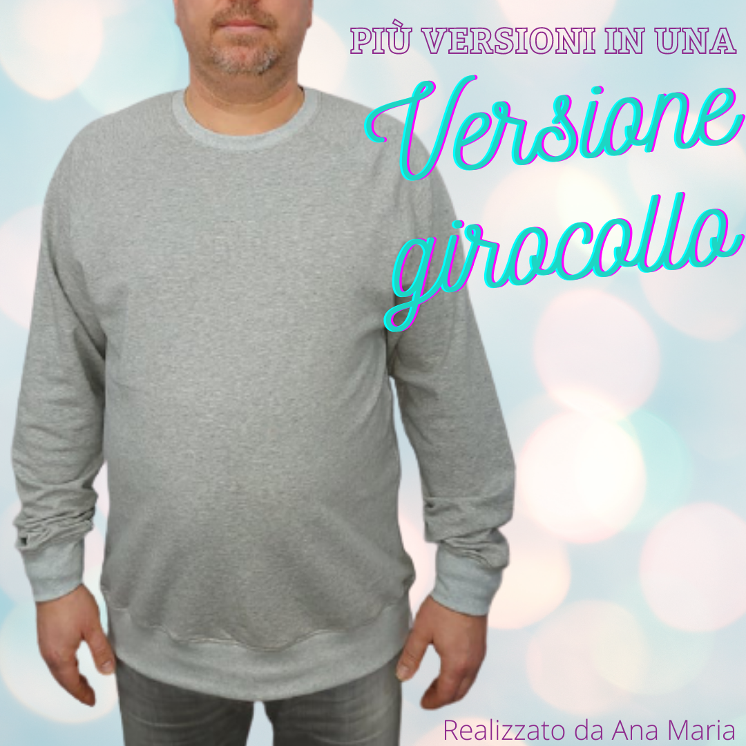 Felpa raglan uomo CARTAMODELLO da taglia S a 4xl con video confezione