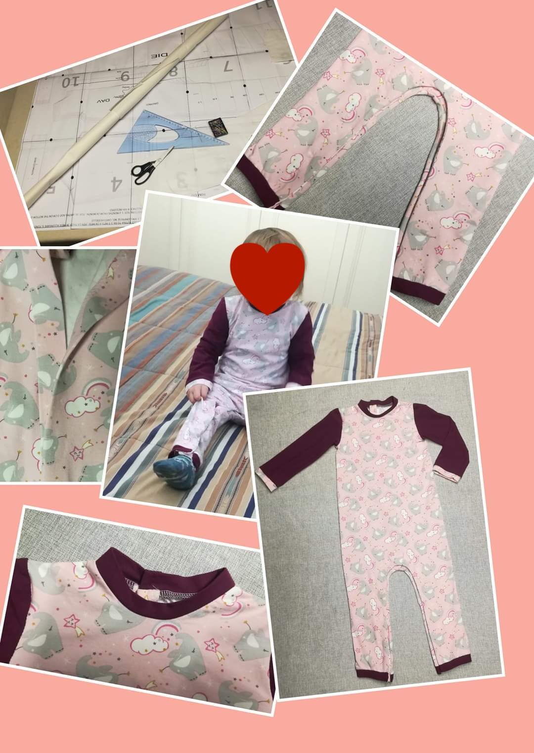 Tutina con o senza ghette CARTAMODELLO neonato da 0-1 a 24-36 mesi