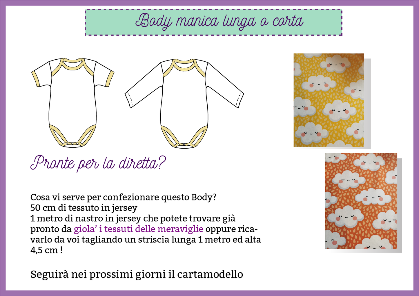 Body neonato CARTAMODELLO PDF manica lunga e corta