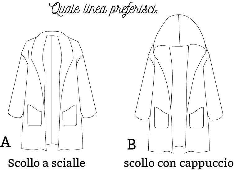 Cappotto Cardigan Cacao&cannella, CARTAMODELLO donna da taglia 40 a 54
