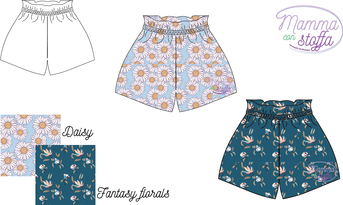 Gonna pantalone CARTAMODELLO bambina Mirtilla, da taglia 2 a 10 anni