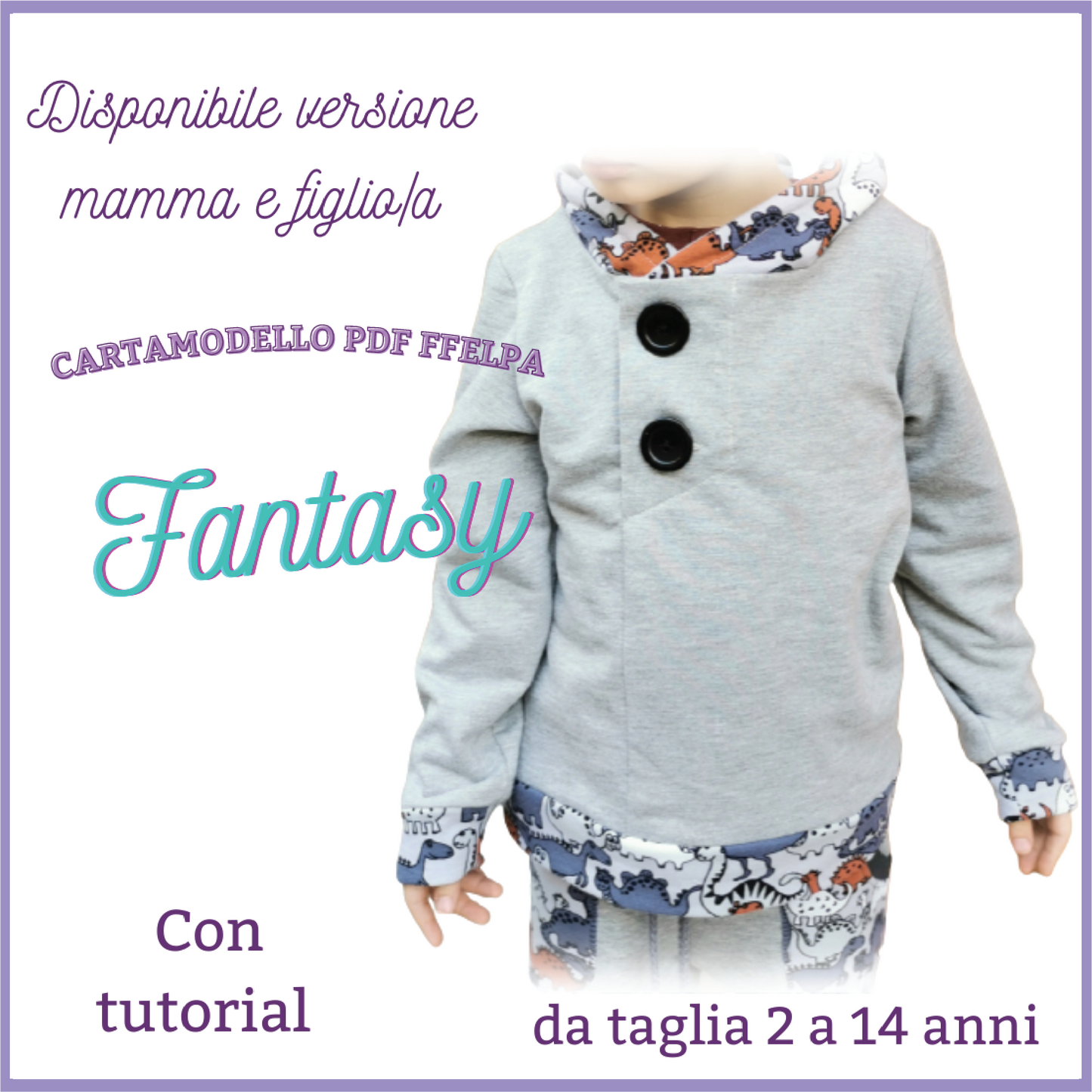 maglia felpa CARTAMODELLO PDF bambino fantasia