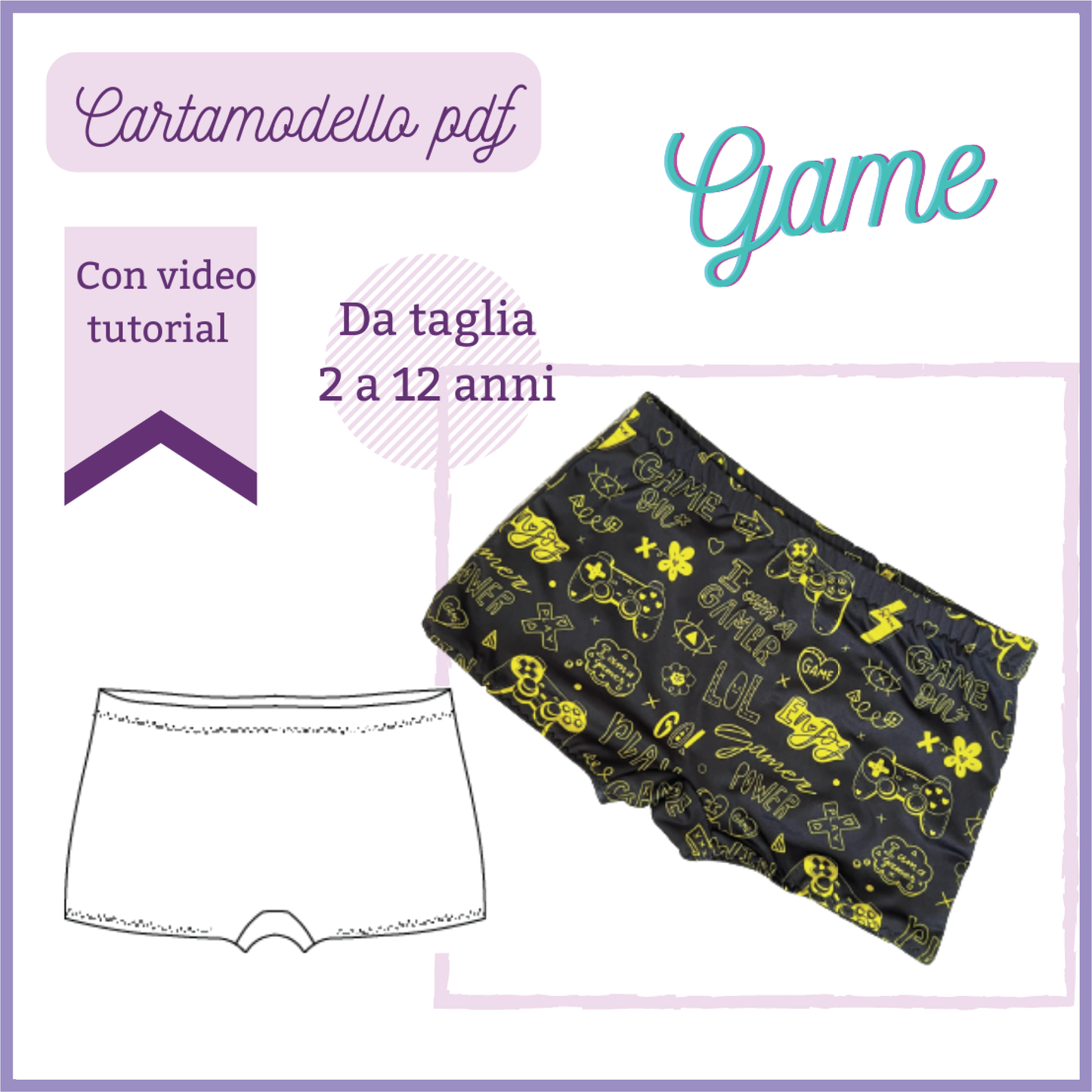 Costume da bagno bambino/a CARTAMODELLO da taglia 2 a 12 anni