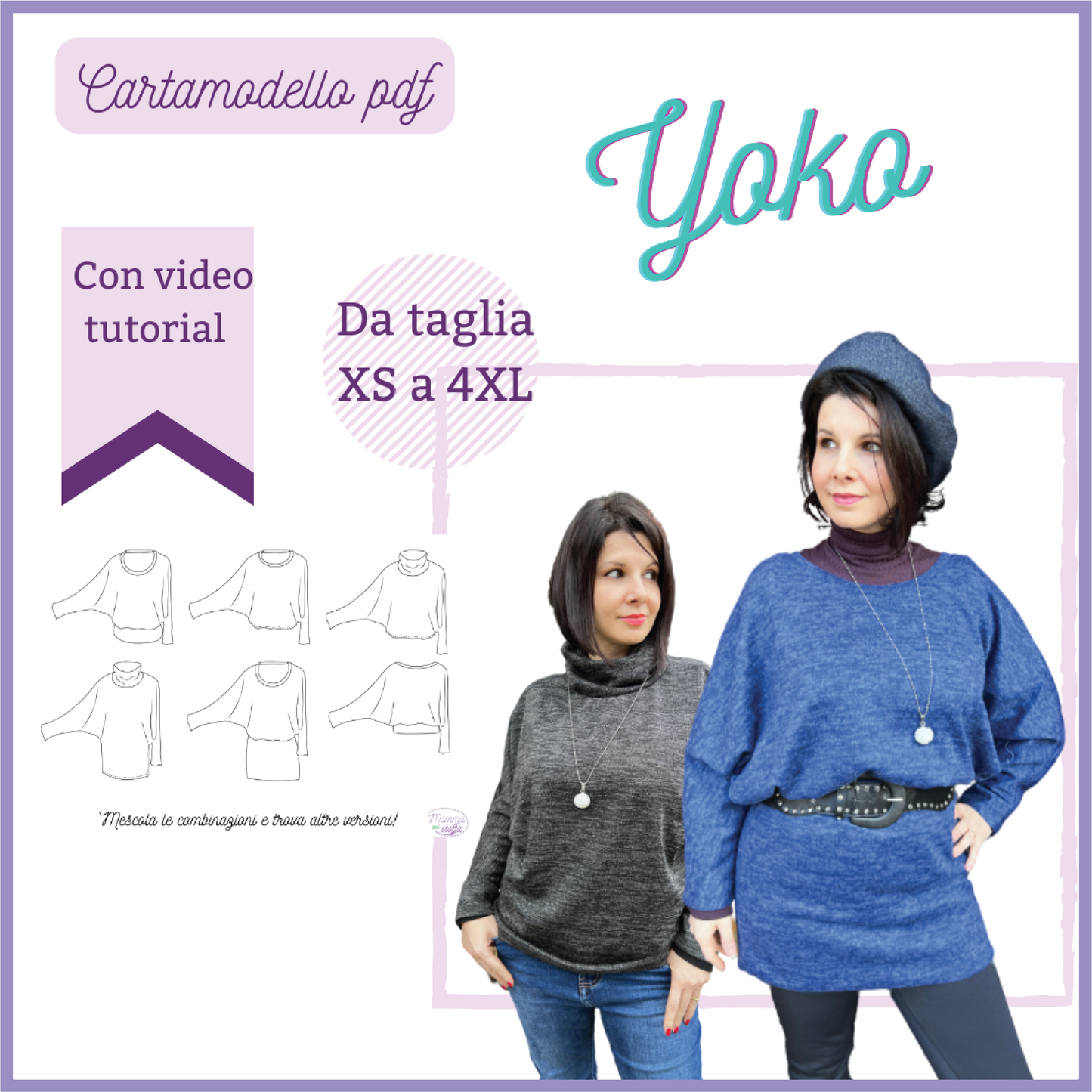 Maglia-top-vestito CARTAMODELLO PDF donna da taglia xs a 4xl