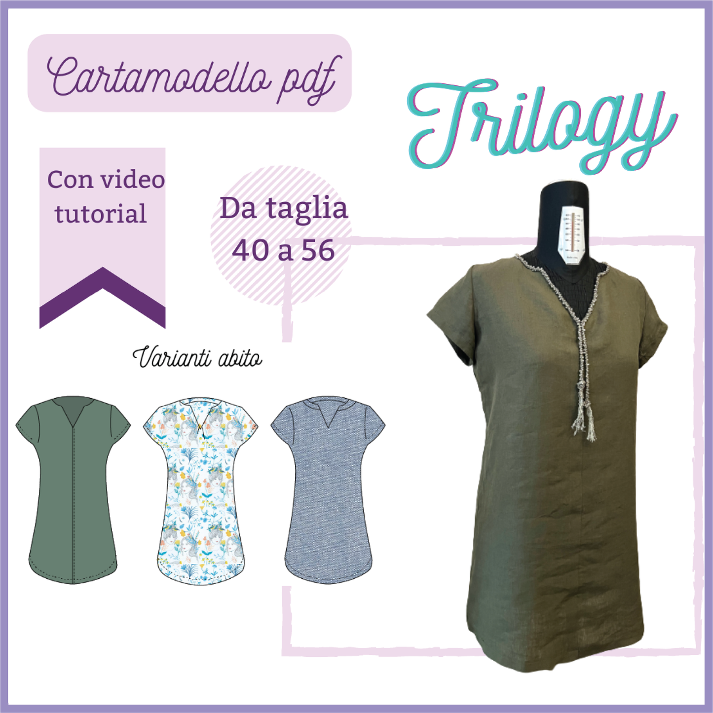 Abito morbido donna CARTAMODELLO Trilogy da taglia 40 a 56
