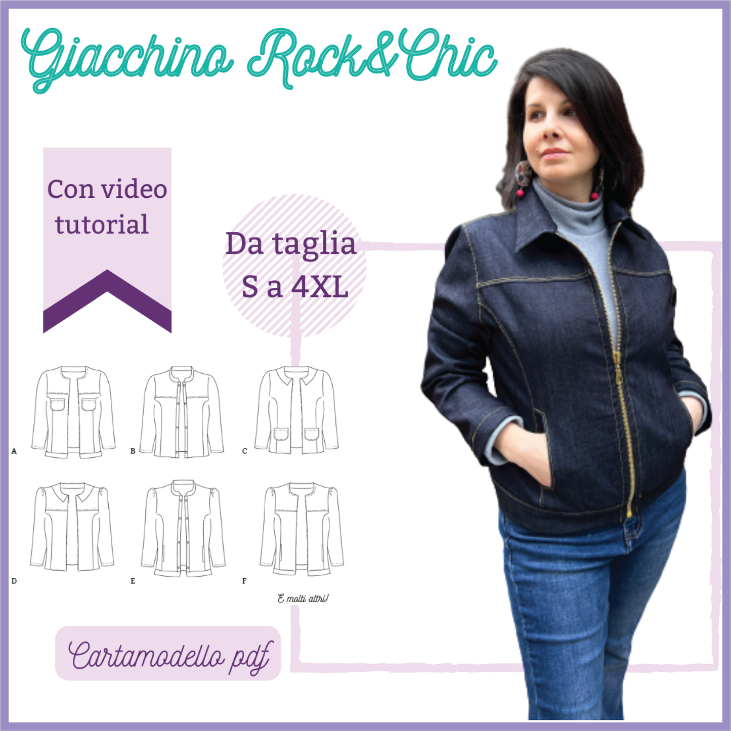 Giacchina multiversione CARTAMODELLO rock&chic donna da tg S a 4XL