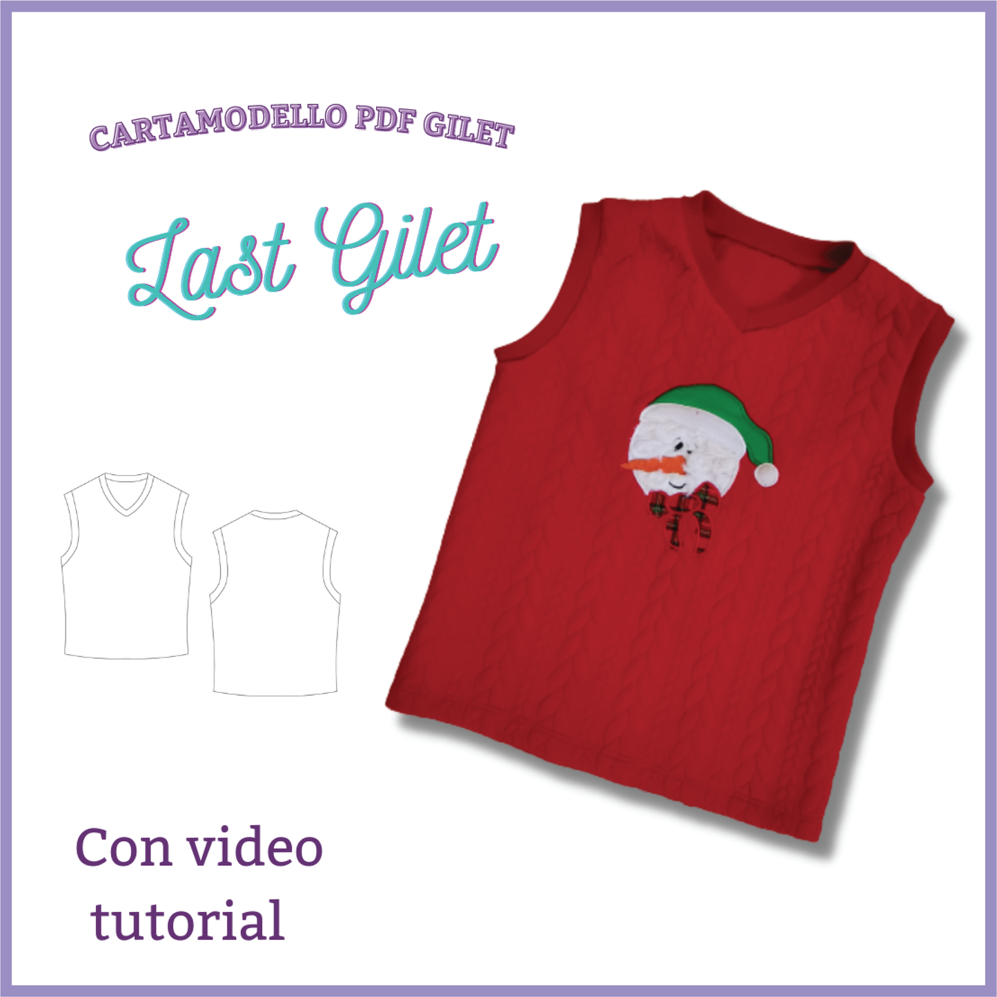 gilet unisex CARTAMODELLO PDF bambini da taglia 1 anno a 14 anni
