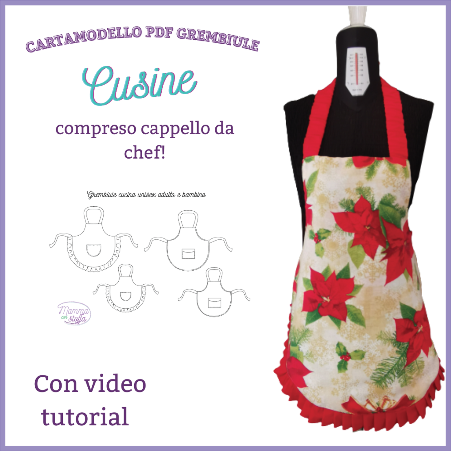 Cucina grembiule CARTAMODELLO PDF adulto