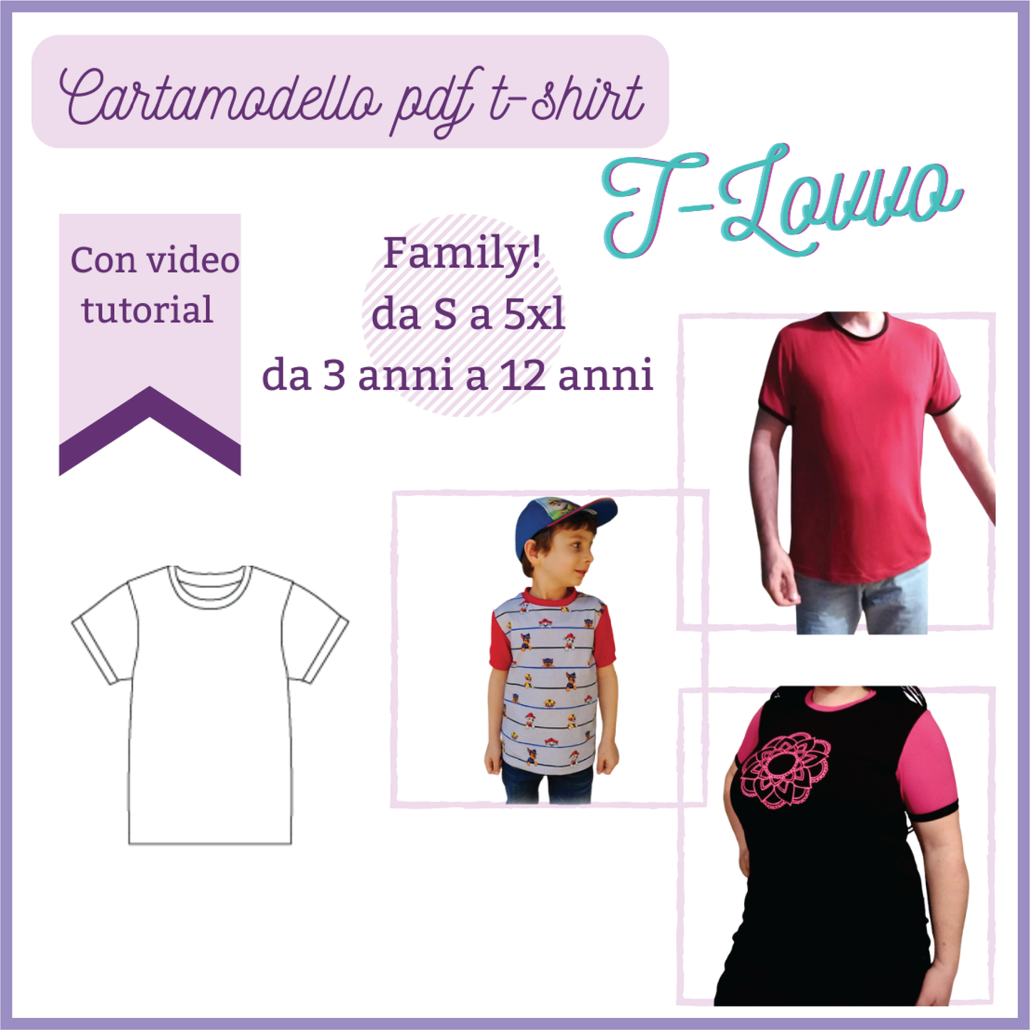 T-shit CARTAMODELLO uomo-donna e bambino