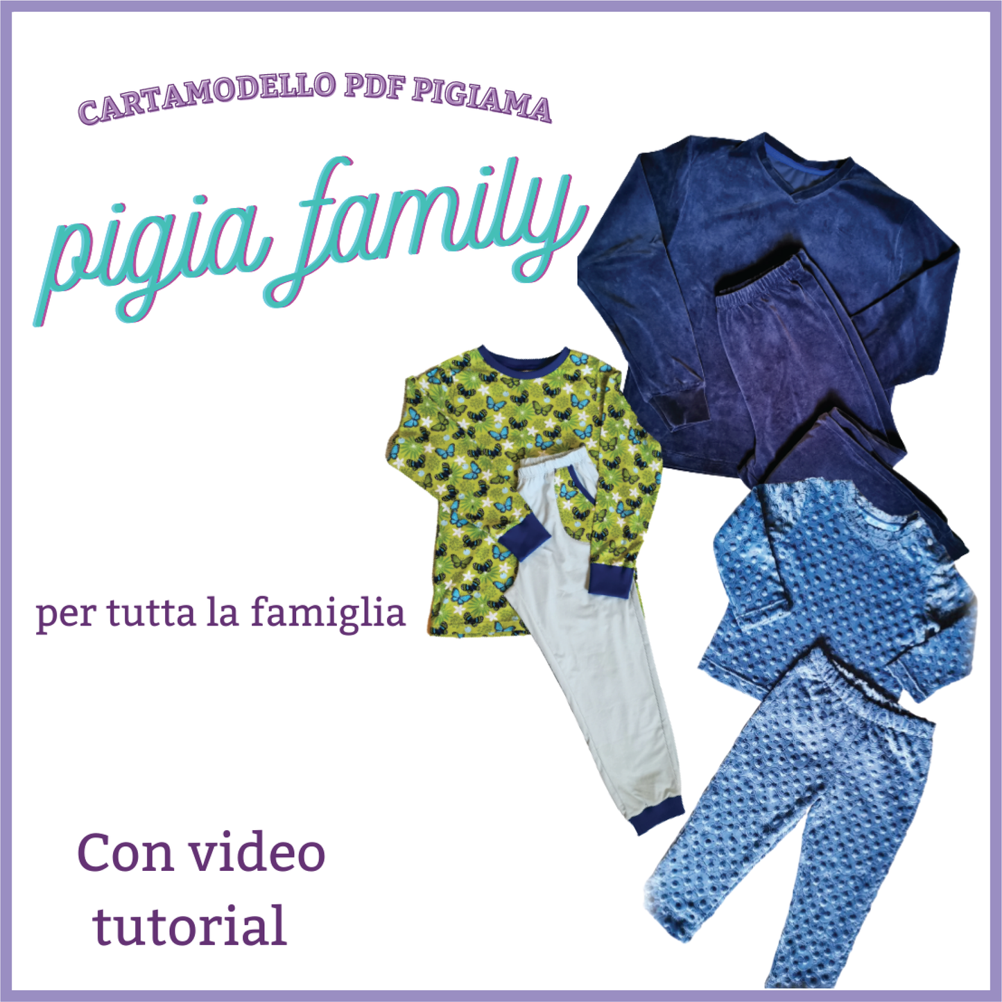 set pigiami famiglia CARTAMODELLO PDF NO CARTACEO con video tutorial