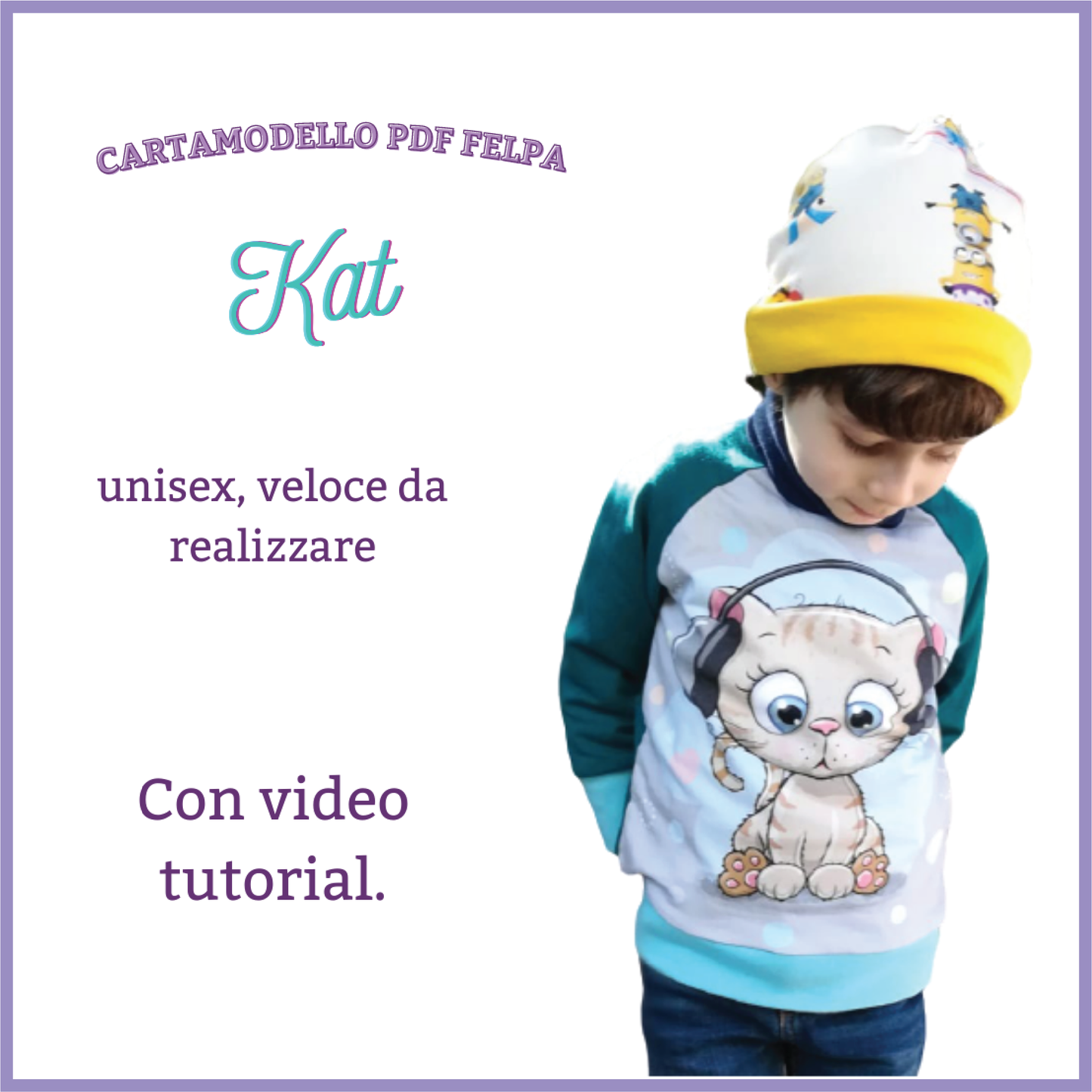 Felpa Raglan CARTAMODELLO PDF bambino 3 a 14 anni CON video tutorial