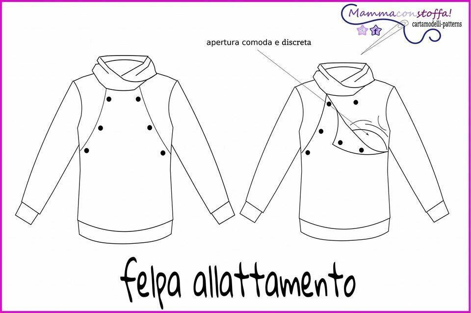 felpa allattamento CARTAMODELLO PDF donna