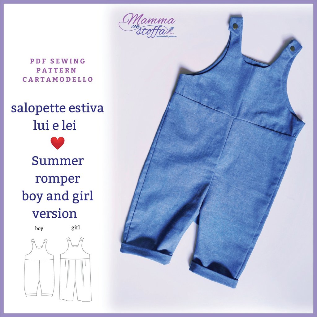 tutina estiva CARTAMODELLO PDF bambino e bambina 2-10 anni