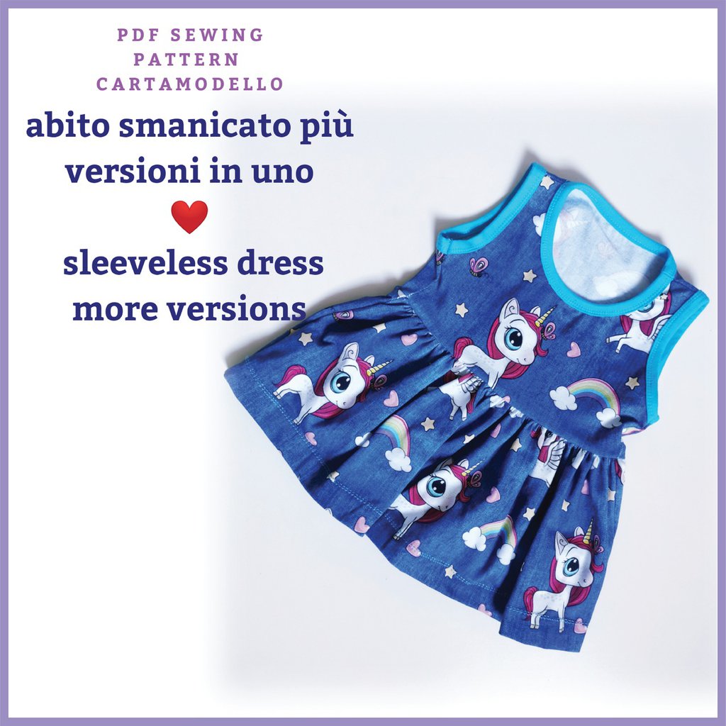 abito CARTAMODELLO PDF bambina da taglia 1 a 10 anni
