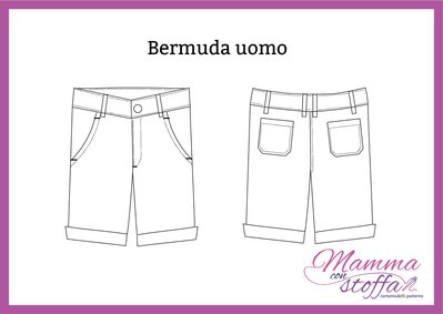 bermuda uomo CARTAMODELLO PDF con istruzioni da taglia 44 a 62