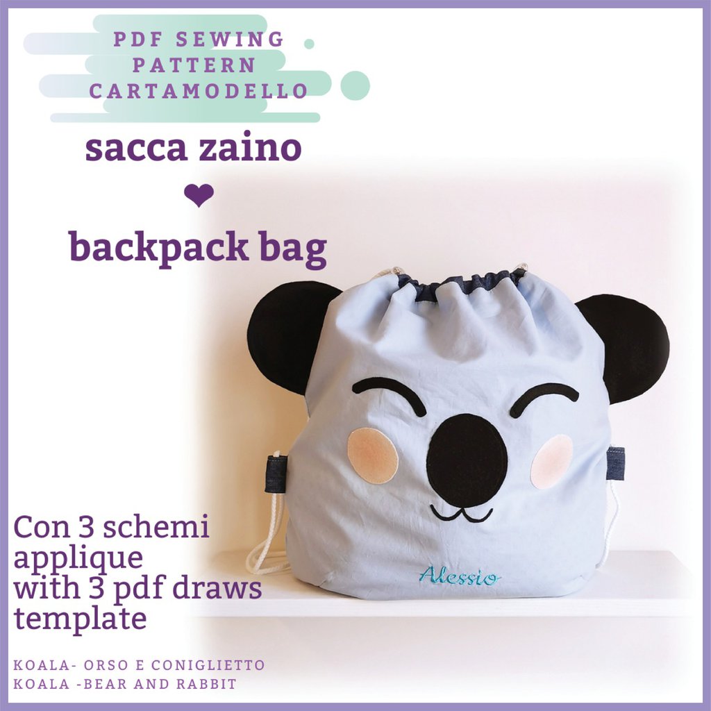 sacca zaiono CARTAMODELLO PDF con schemi applique e video tutorial