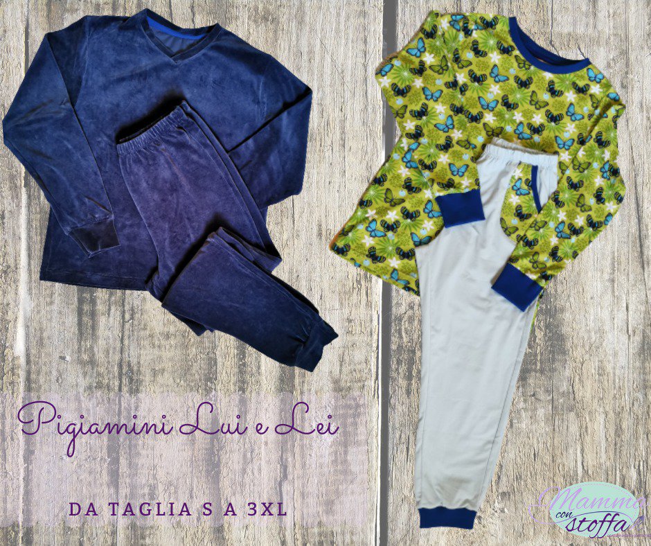 pigiama donna CARTAMODELLO PDF da taglia S a 3xl con video tutorial