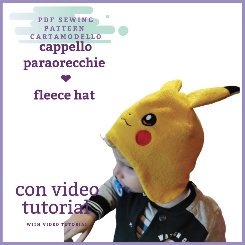 cappellino con paraorecchie CARTAMODELLO PDF taglia bambino e adulto con video tutorial