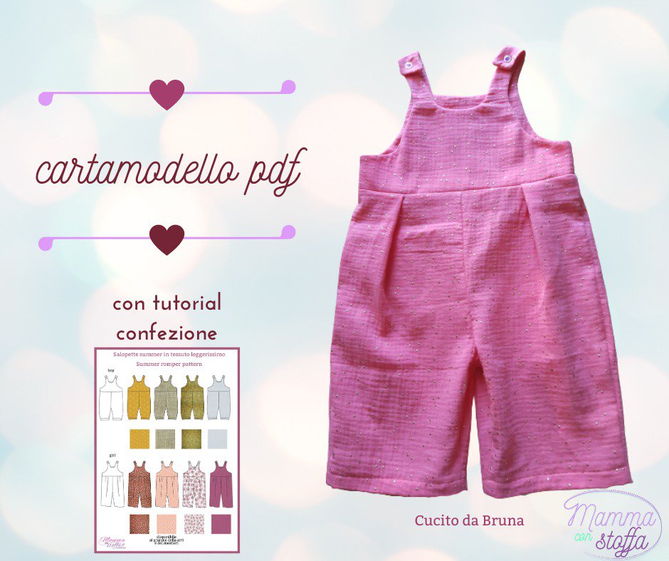 tutina estiva CARTAMODELLO PDF bambino e bambina 2-10 anni