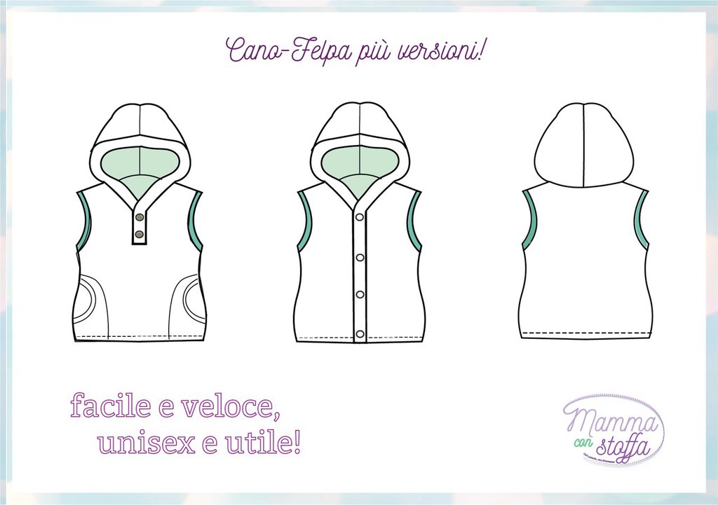 gilet-felpa CARTAMODELLO PDF bambino da taglia 2 anni a 12 anni con video tutorial