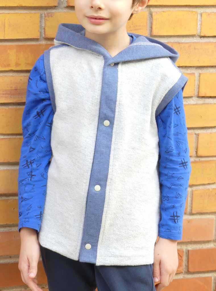 gilet-felpa CARTAMODELLO PDF bambino da taglia 2 anni a 12 anni con video tutorial