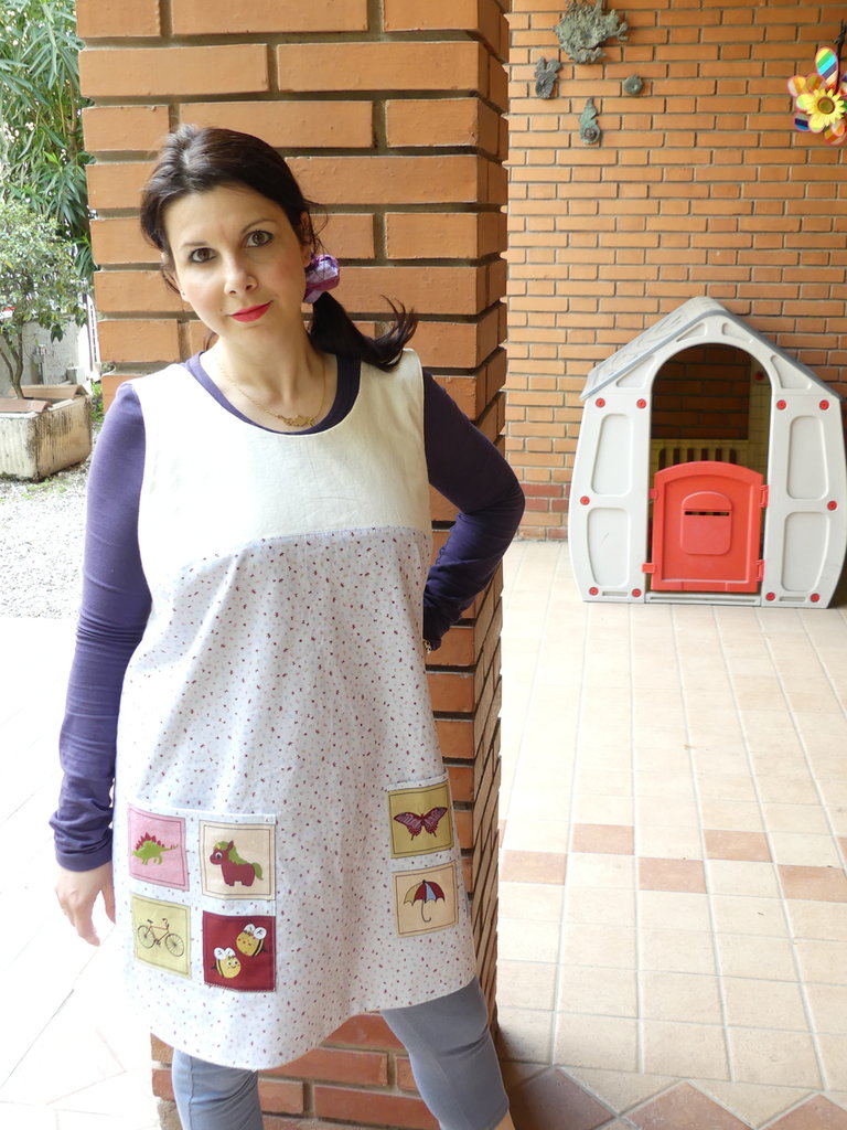 Grembiule maestra CARTAMODELLO PDF da taglia S a 3XL Apron D con video tutorial
