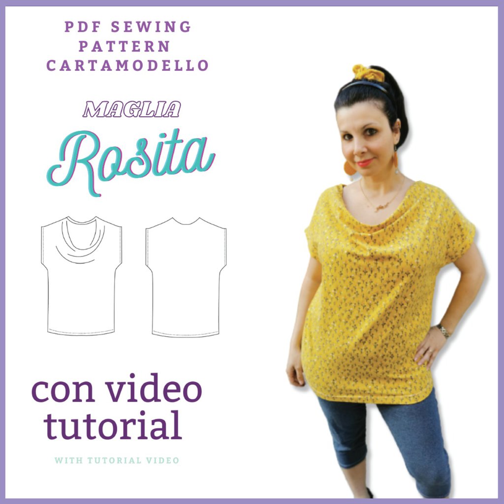 T shirt CARTAMODELLO PDF donna Rosita da taglia XS a 5xl