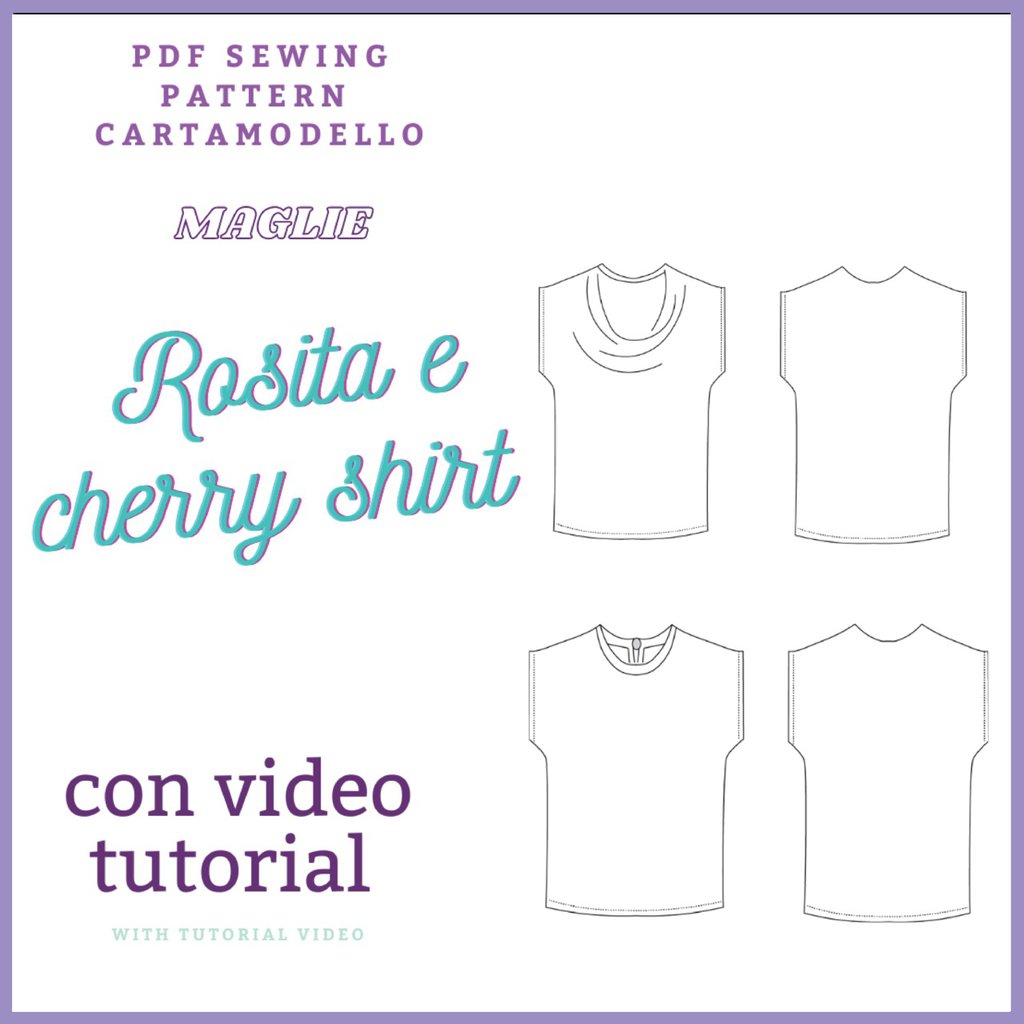 T shirt CARTAMODELLO PDF donna due versioni cherry e Rosita