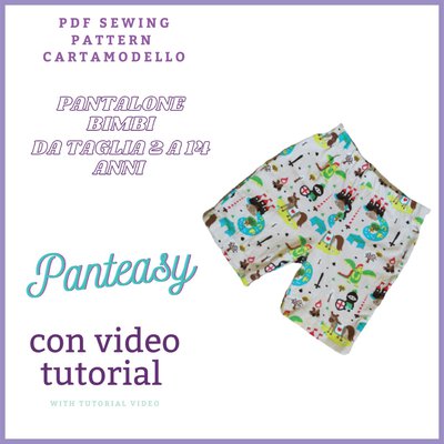 Pantalone facile CARTAMODELLO PDF. pantaeasy bambino 2-14 anni