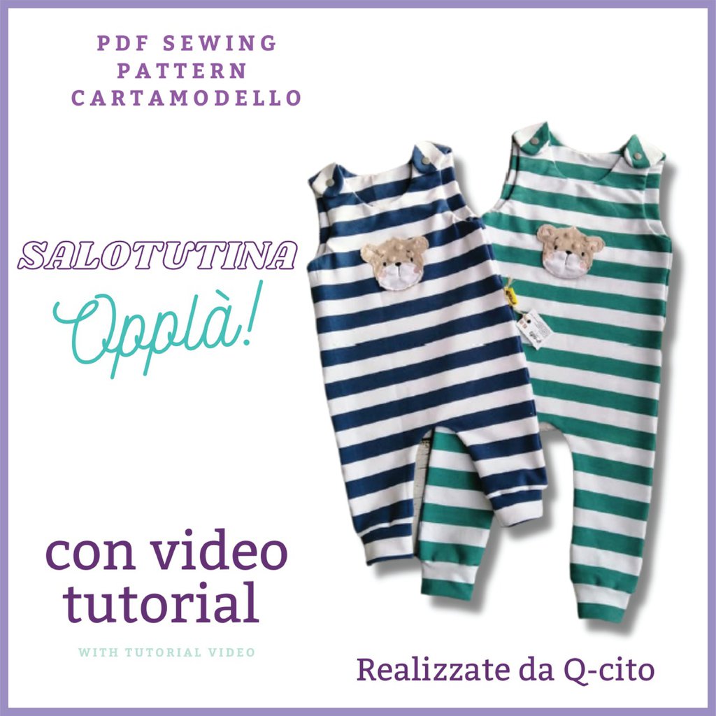Tutina salopette CARTAMODELLO PDF 1/3 mesi a 36, con video tutorial