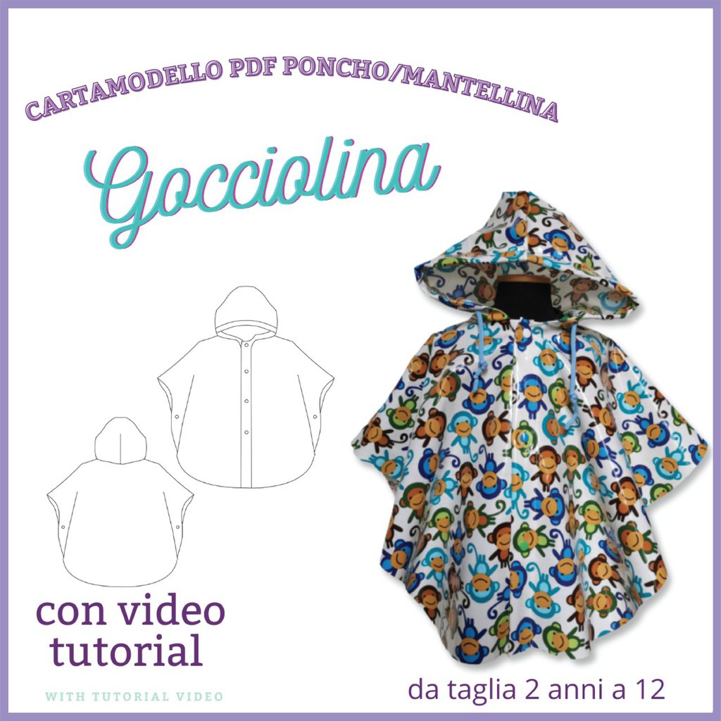 cartamodello pdf poncho mantellina bambino