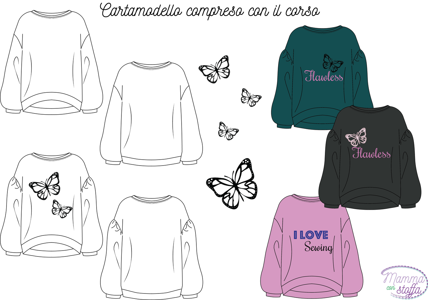 Felpa morbida donna Fly, cartamodello pdf da taglia XS A 5XL!