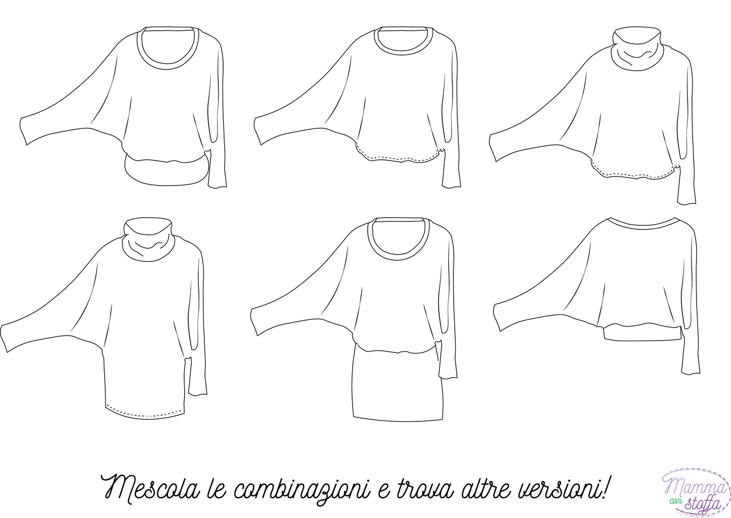 Maglia-top-vestito CARTAMODELLO PDF donna da taglia xs a 4xl