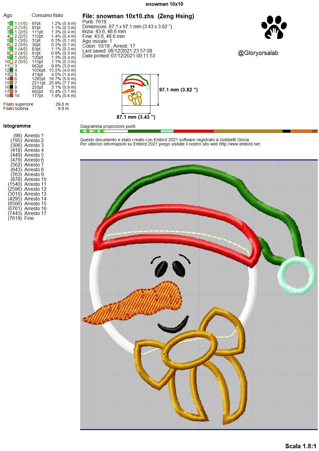 Ricamo snowman FILE applique vari formati
